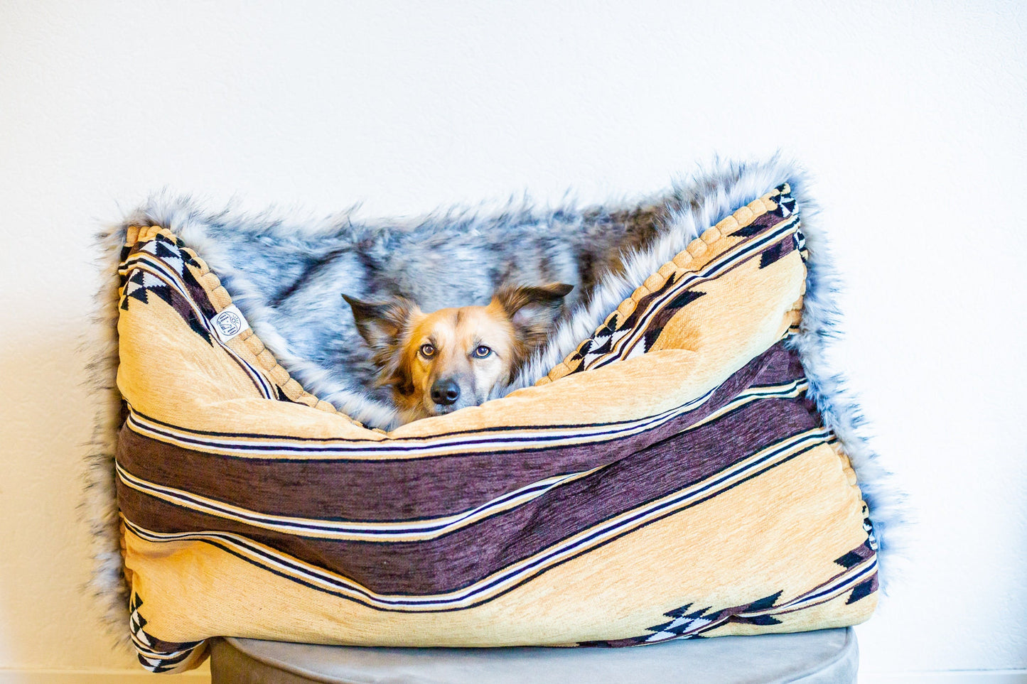 Navajo kilim - faux fur snuggle sack